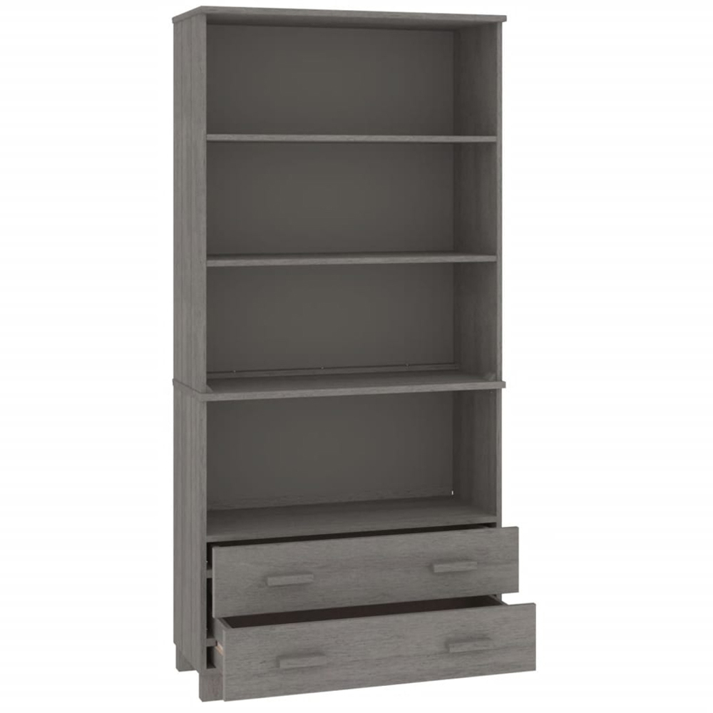 vidaXL 2 Drawer 4 Shelf Grey Solid Pine Wood Highboard Image 5