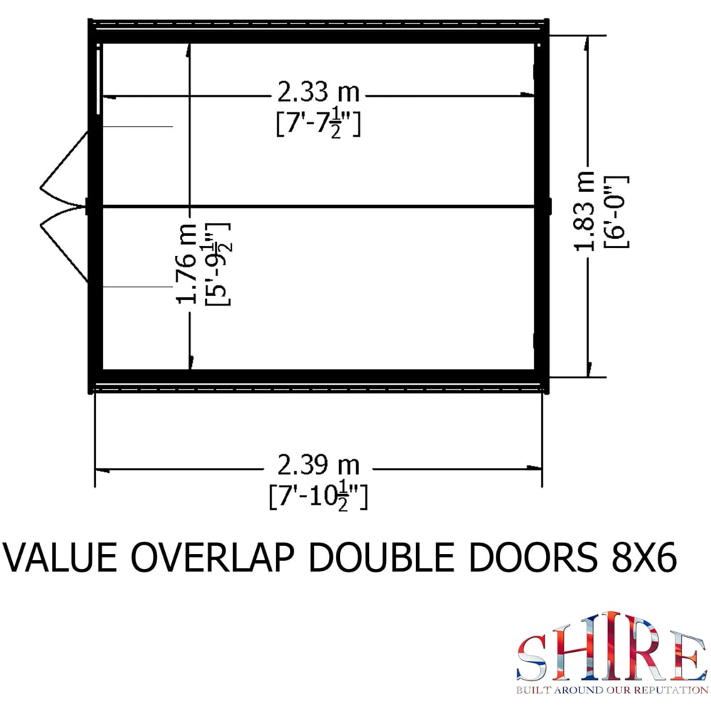 Shire 6 x 8ft Double Door Overlap Apex Shed Image 7