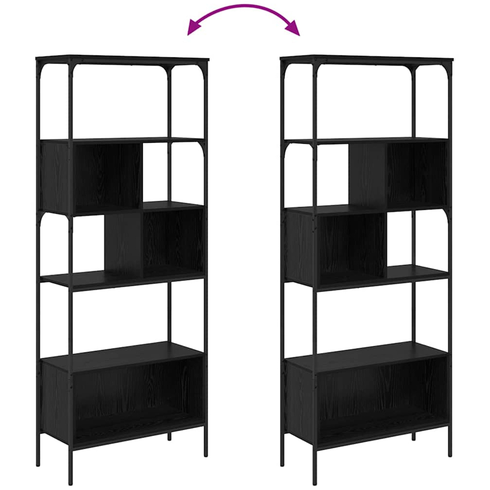 vidaXL 7 Shelf Black Oak Bookcase Image 8