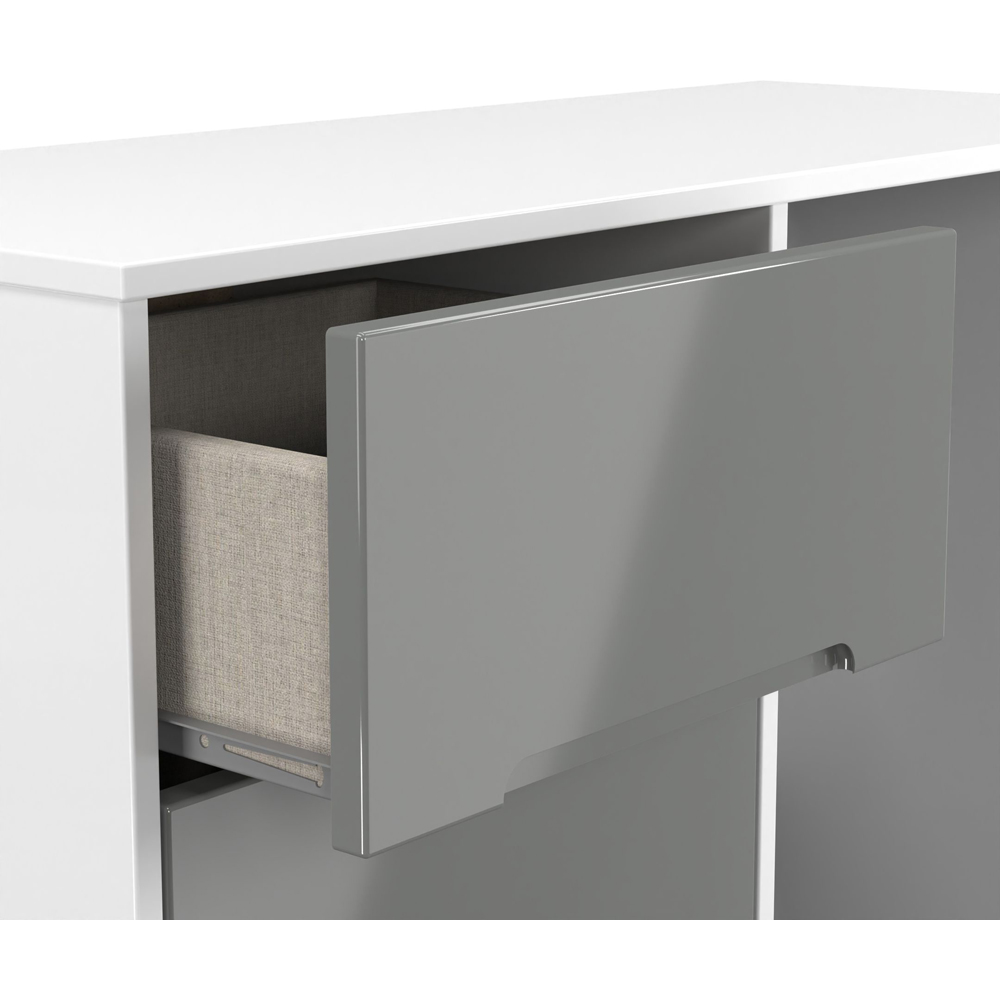 Crowndale Monaco 3 Drawer Grey Gloss and White Vanity Dressing Table Ready Assembled Image 6