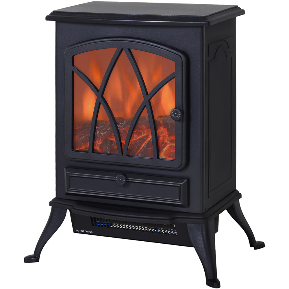 HOMCOM Ava Electric Flame Log Burner Fireplace Heater Image 1