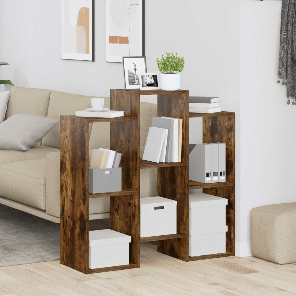 vidaXL 6 Open Shelf Smoked Oak Sideboard Image 4