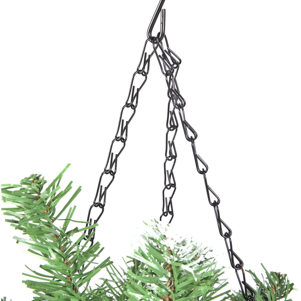 Living and Home Pre-Lit Green Christmas Hanging Basket Image 5