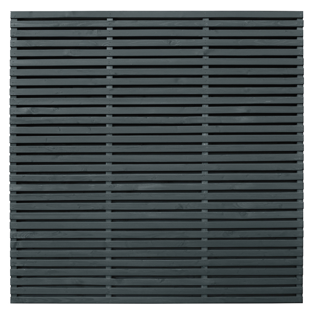 Forest Garden 6 x 6ft Anthracite Grey Contemporary Slatted Fence Panel Image 3