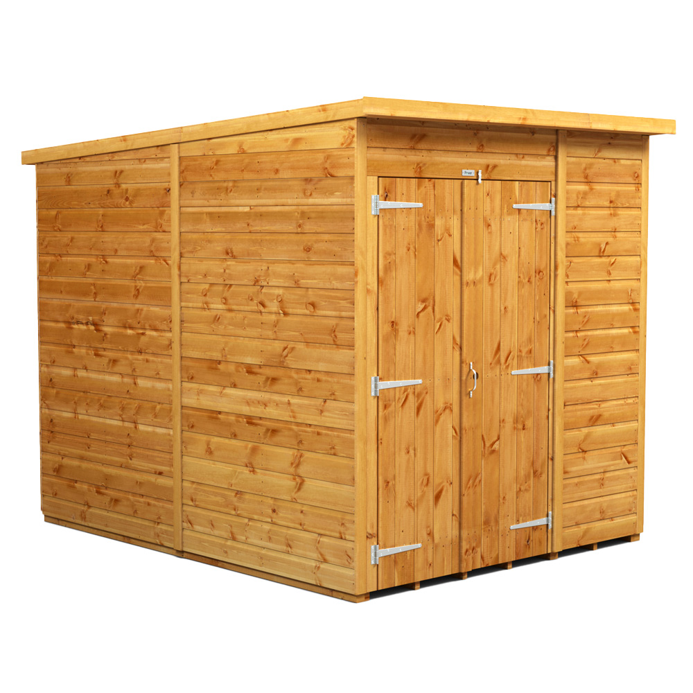 Power Sheds 6 x 8ft Double Door Pent Wooden Shed Image 1
