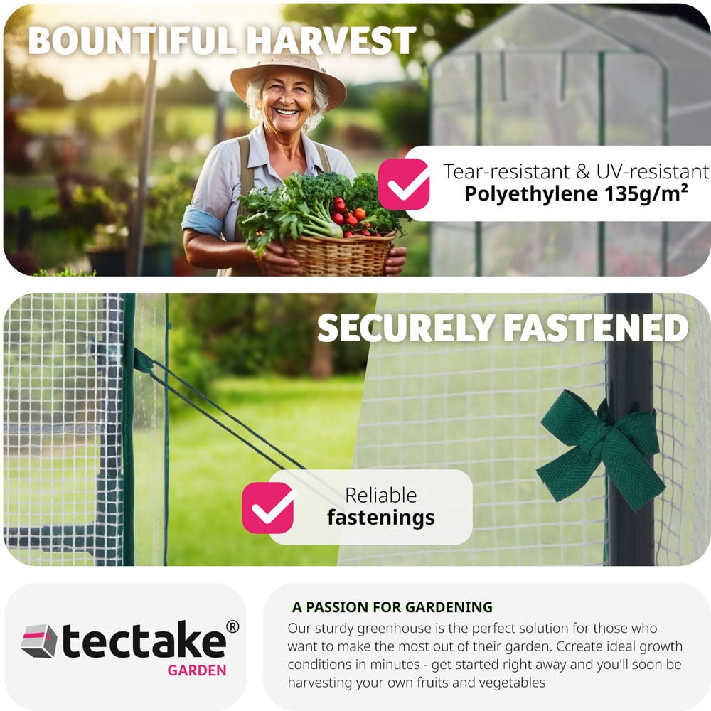 tectake 4 Shelf 3.9 x 6.1ft Greenhouse with Tarpaulin Cover Image 7