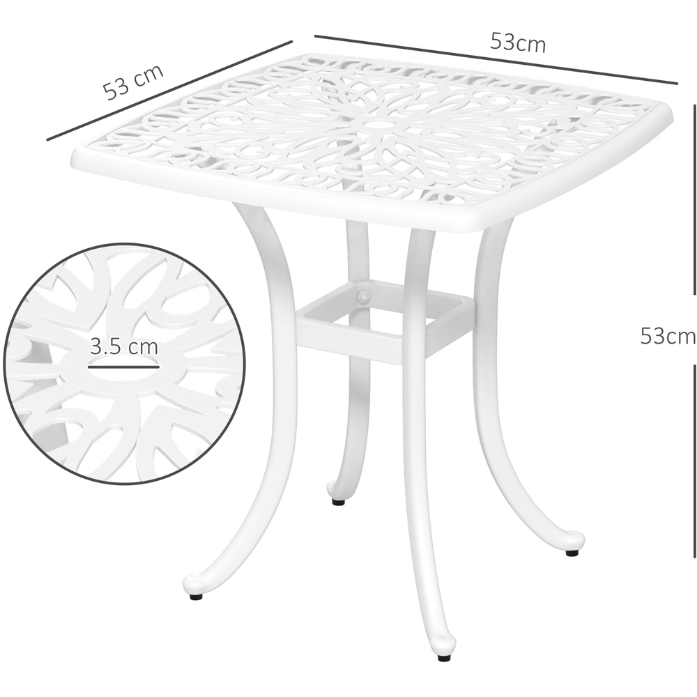 Outsunny Bistro Table with Umbrella Hole White Image 8