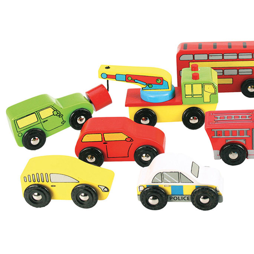 Bigjigs Toys 9-Piece Wooden Vehicle Pack Image 3