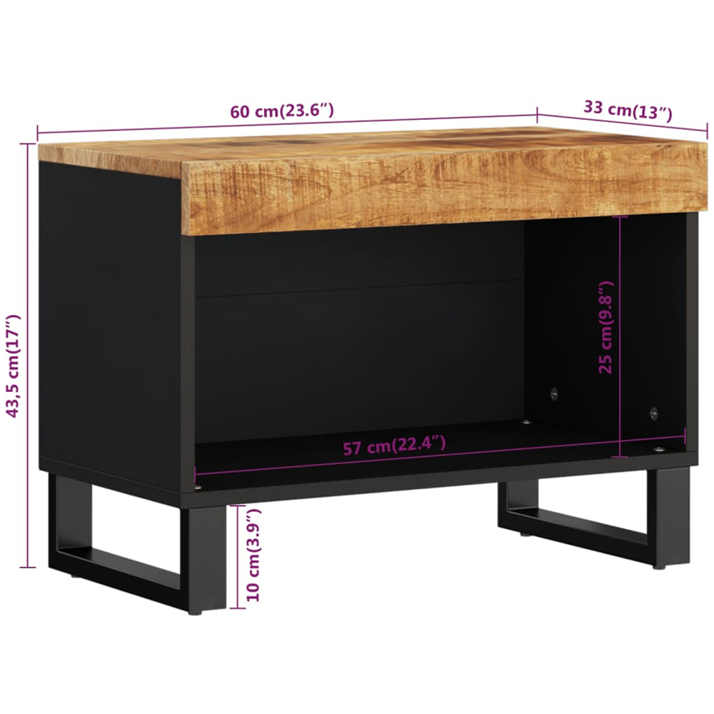 vidaXL Single Shelf Light Brown Solid Mango Wood TV Cabinet Image 8