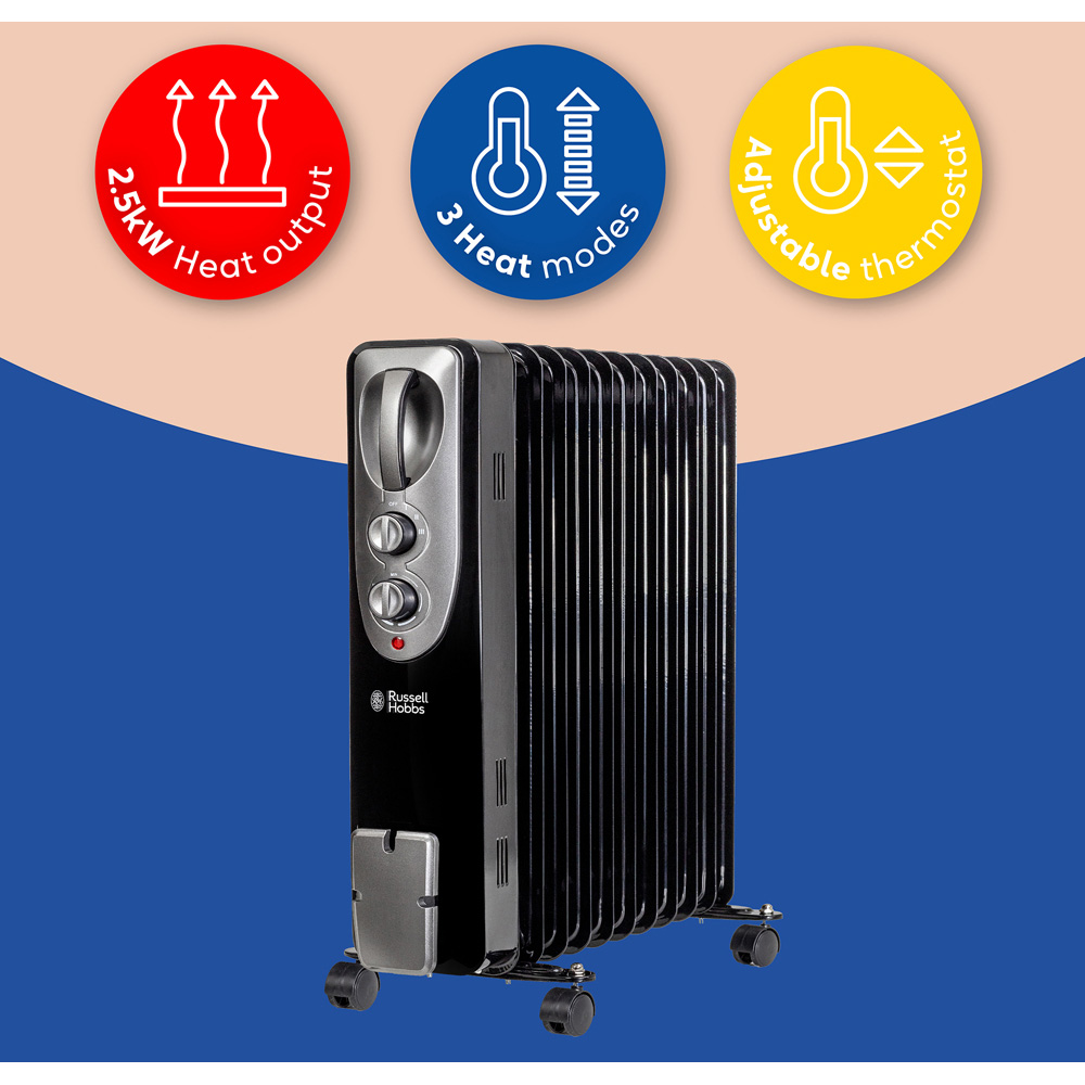 Russell Hobbs Black 11-Fin Oil Filled Radiator 2500W Image 7