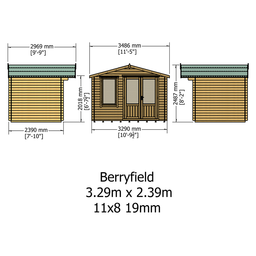 Shire Berryfield 11 x 8ft Wooden Log Cabin Image 6