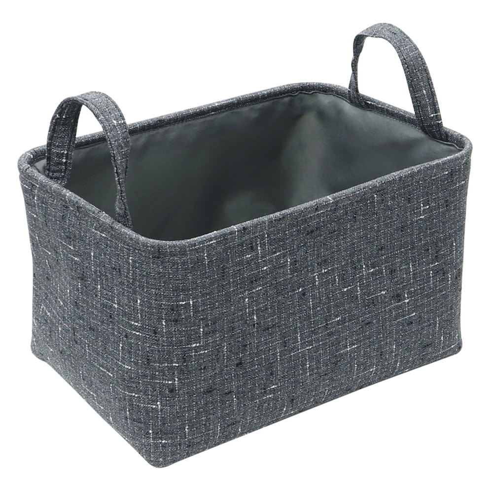 JVL Shadow Rectangular Fabric Storage Baskets with Handles Set of 3 Image 4