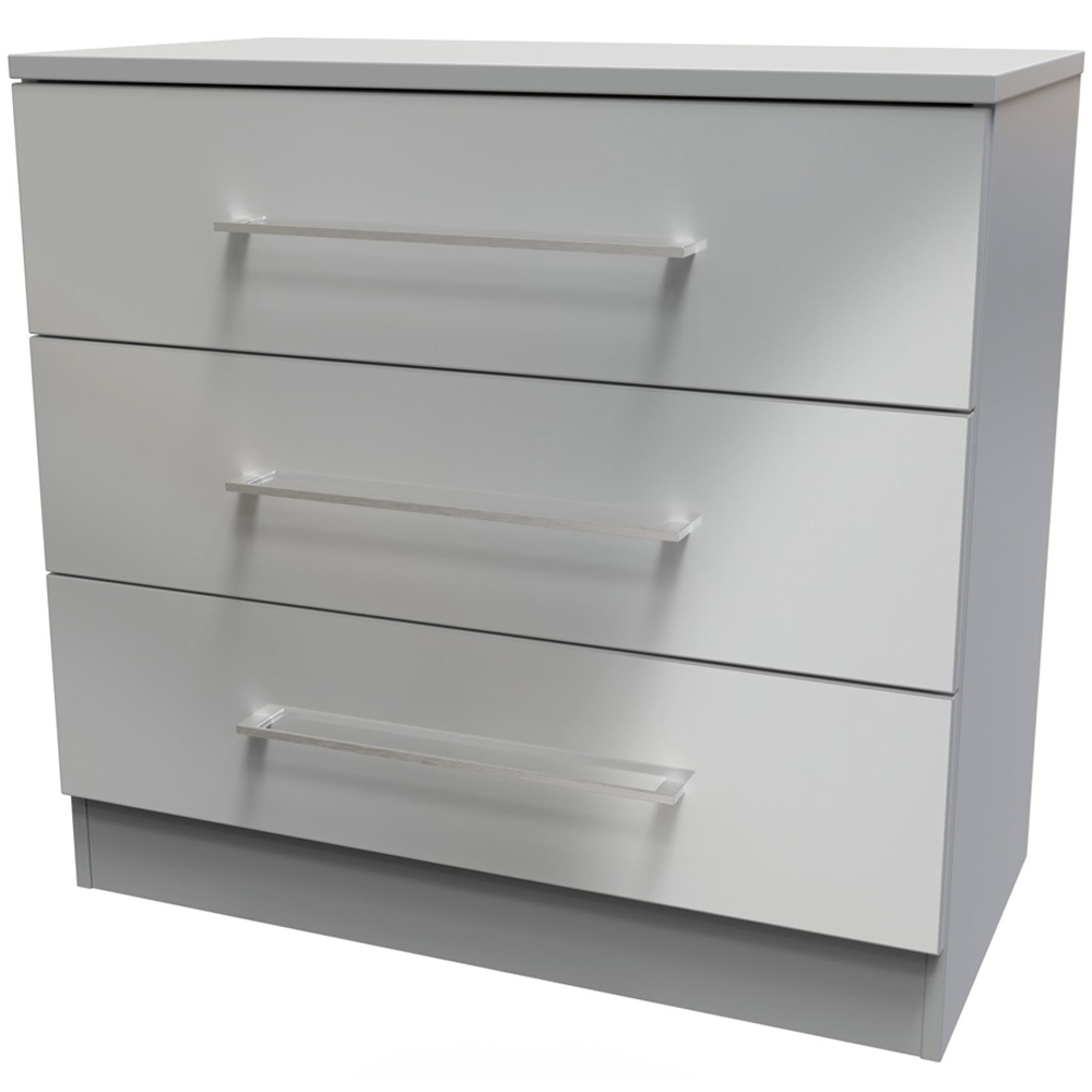 Crowndale Worcester 3 Drawer Uniform Grey and Dusk Grey Wide Chest of Drawers Ready Assembled Image 2
