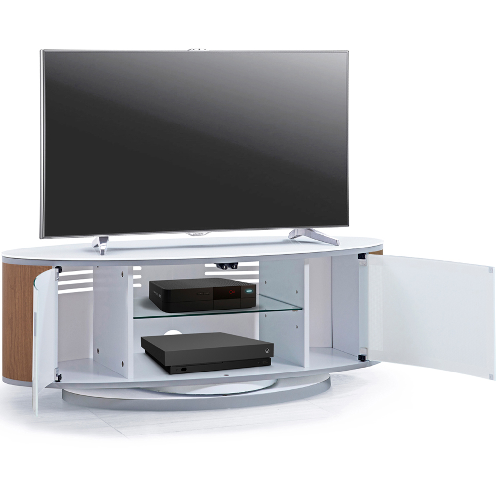 MDA Designs Luna 2 Door White and Walnut TV Cabinet Image 5