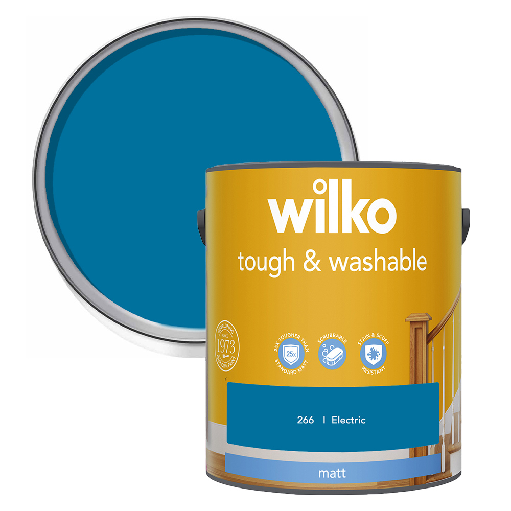 Wilko Tough & Washable Electric Matt Emulsion Paint 5L Image 1