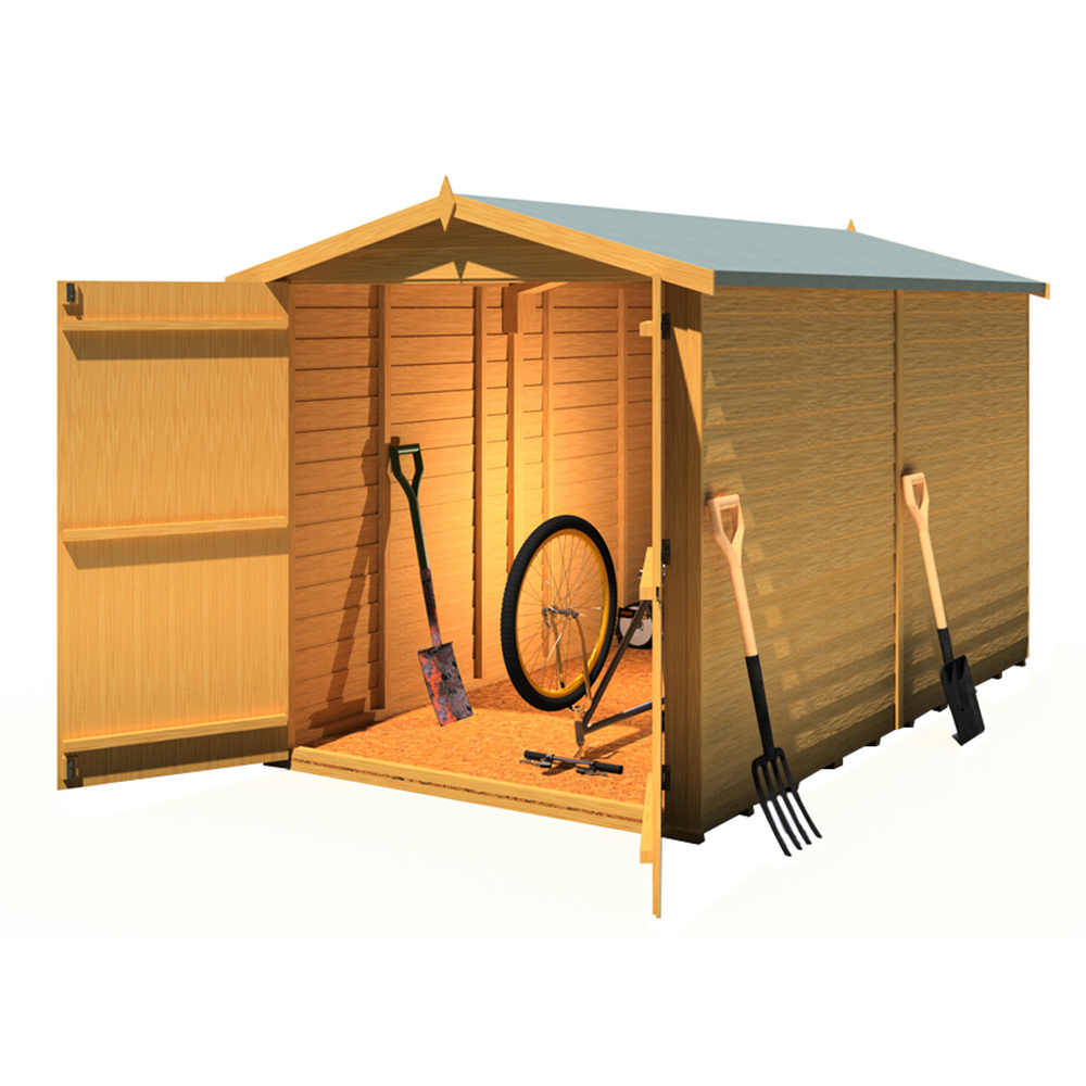 Shire 10 x 6ft Double Door Dip Treated Overlap Apex Shed Image 3