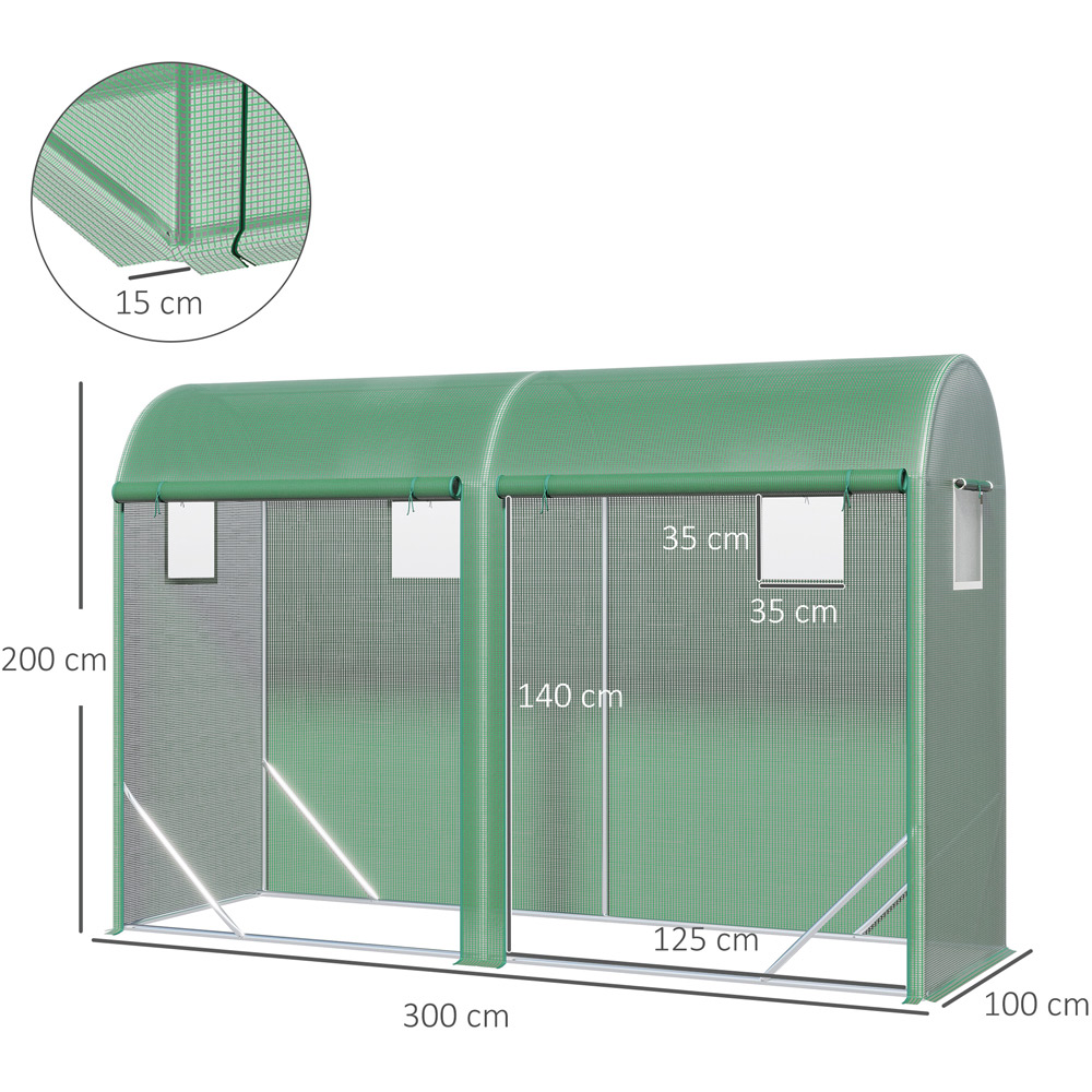 Outsunny Green Plastic 10 x 3.2ft Double Door Greenhouse Image 6
