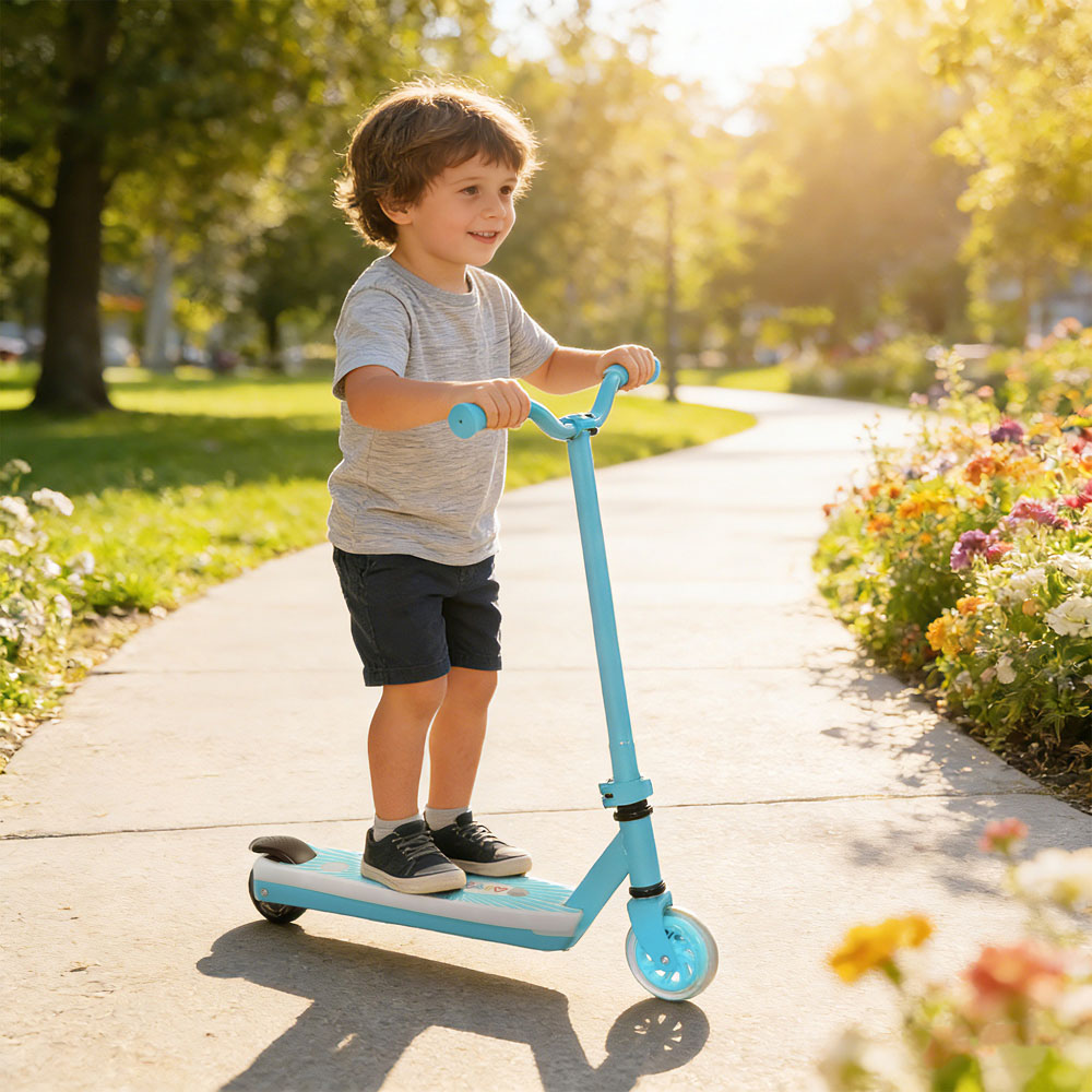 Tommy Toys AIYAPLAY Blue Electronic Ride-On Scooter with Auxiliary Rear Wheels Image 2