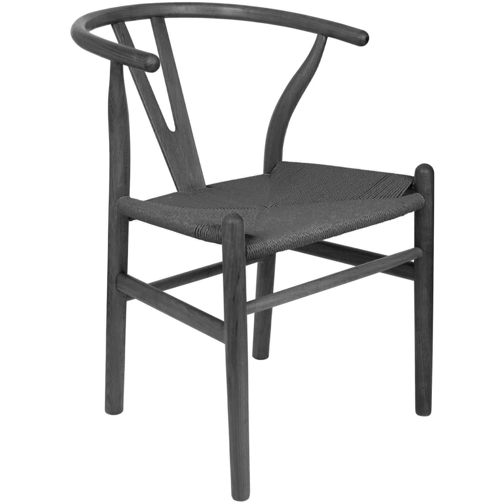 Nicholas Winter Black Woven Rope Beech Wooden Wishbone Dining Chair Image 2