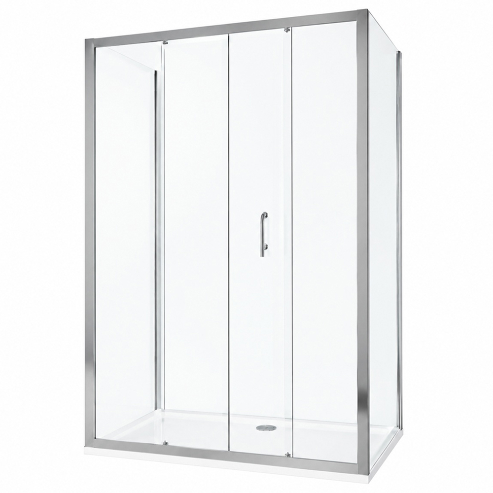 Stech Homes Sliding Shower Door with 2 Side Panels and Shower Tray 1500 x 1850mm Image 1