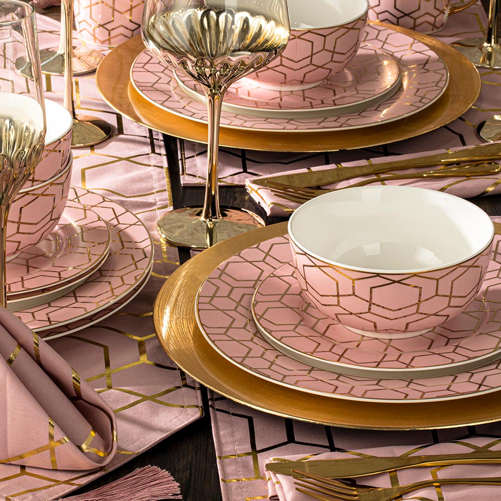 Waterside Tullulah Pink and Gold 9 Piece Runner Set Image 2