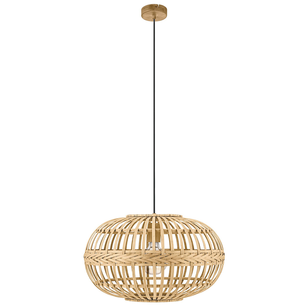 EGLO Amsfield Caged Rattan Pendant Light Image 1