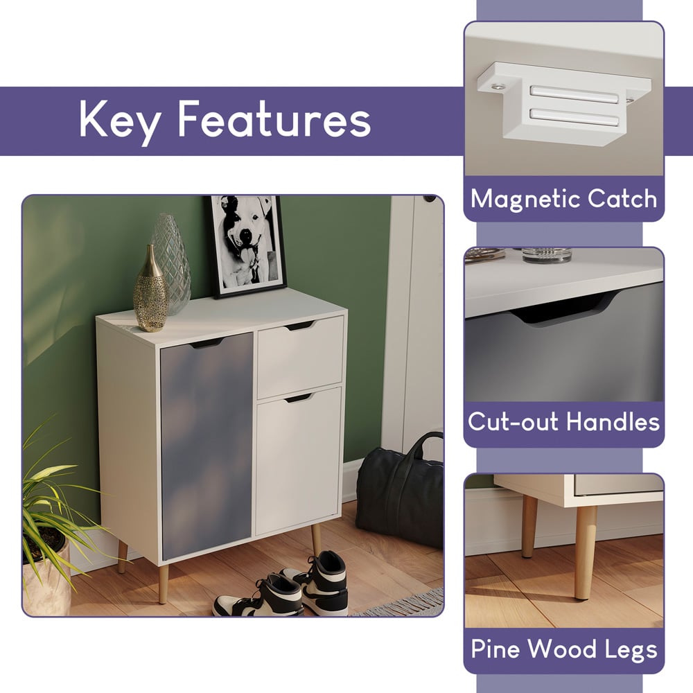 Vida Designs 2 Door Single Drawer Grey and White Sideboard Image 3