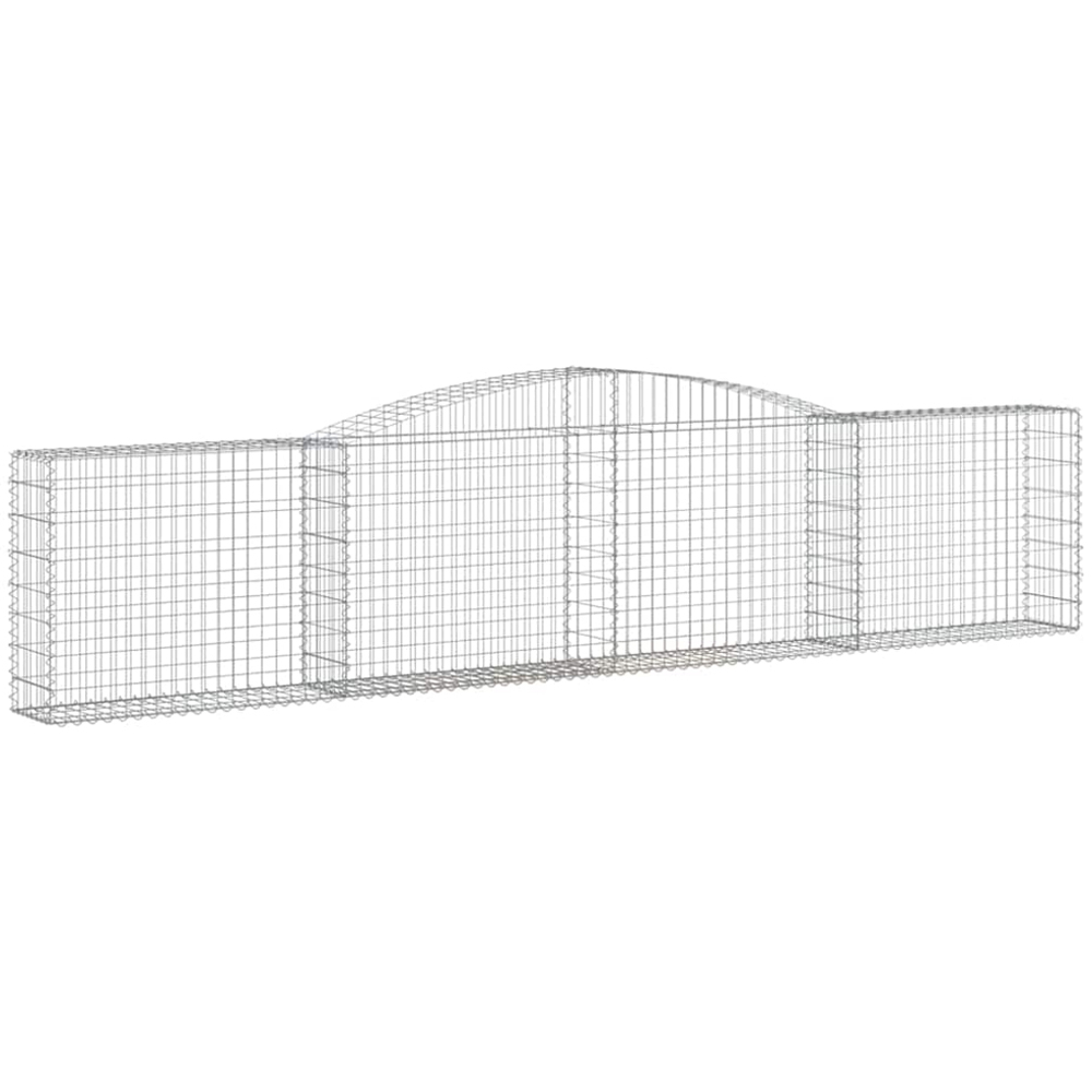 vidaXL Silver Galvanised Iron Arched Gabion Basket 400 x 30 x 80/100cm 20 Pack Image 1