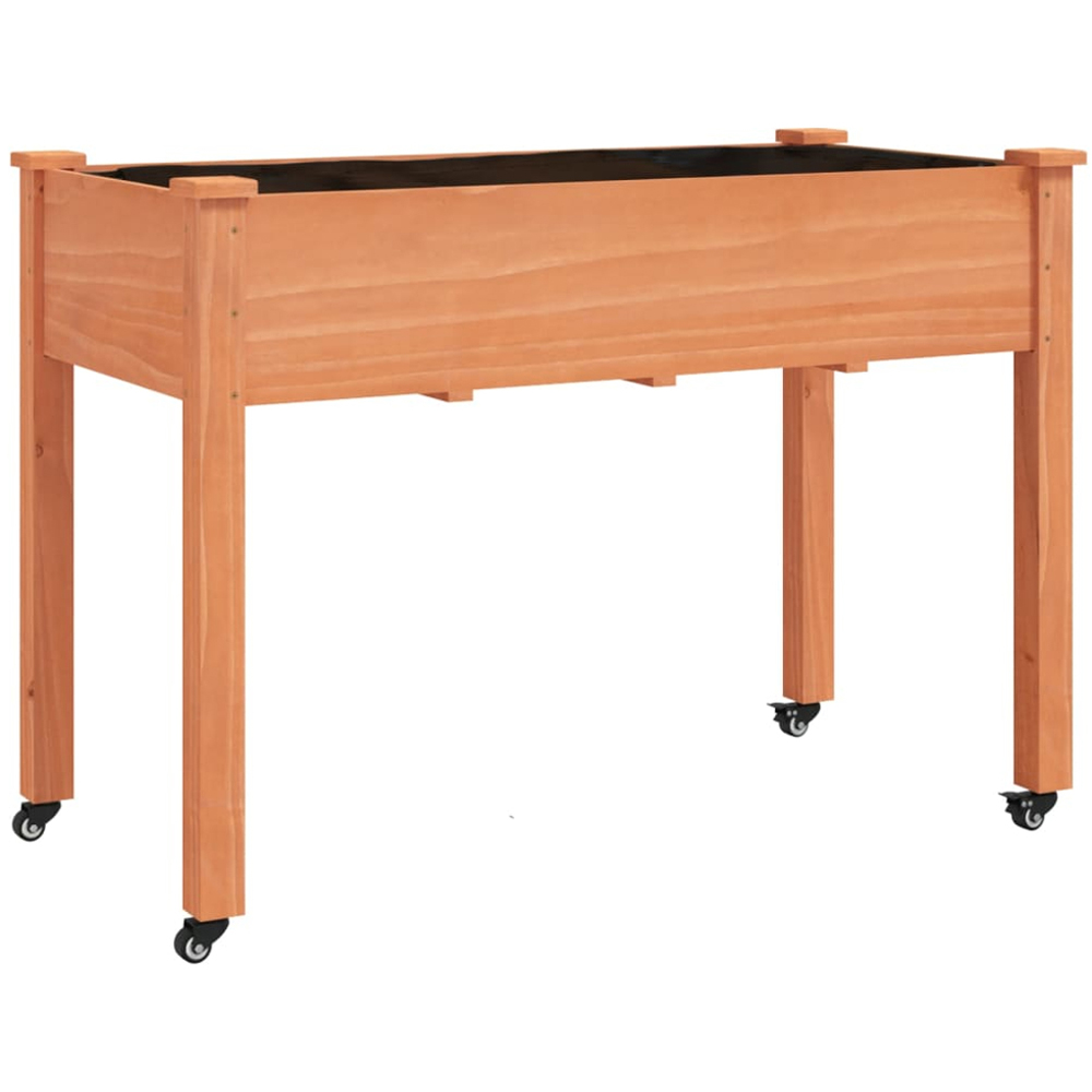 vidaXL Brown Solid Pine Wood Garden Planter on Wheels 118 x 59 x 80cm Image 1