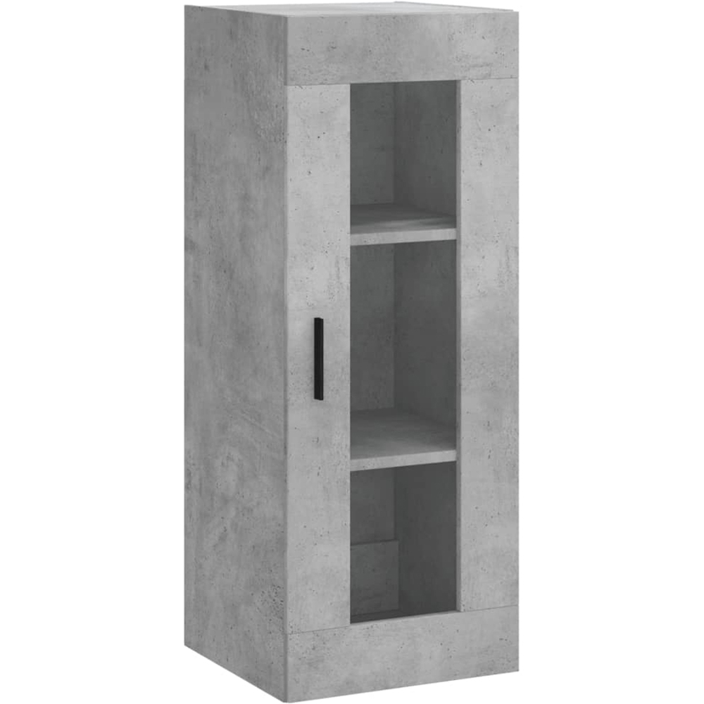 vidaXL Single Glass Door Concrete Grey Wall Mounted Slim Cabinet Image 2