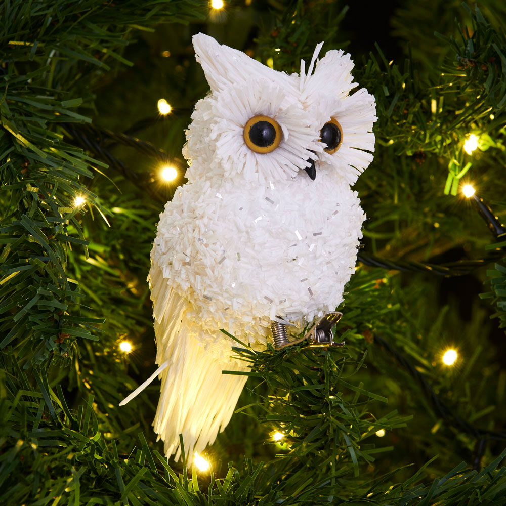 Wilko Glitters Snowy Owl Tree Ornament Image 4