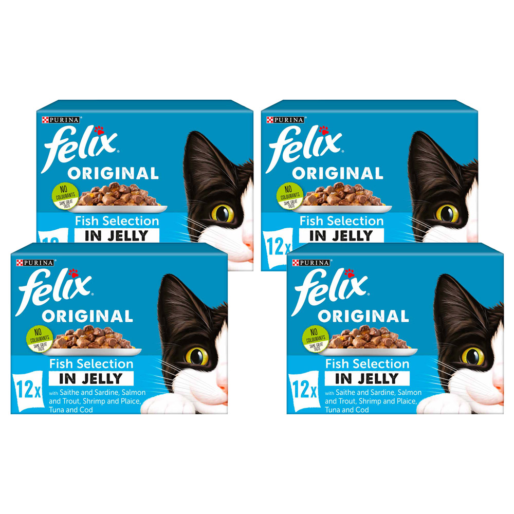 Purina Felix Original Fish Selection In Jelly Cat Food 100g Case of 4 x 12 Pack Image 1