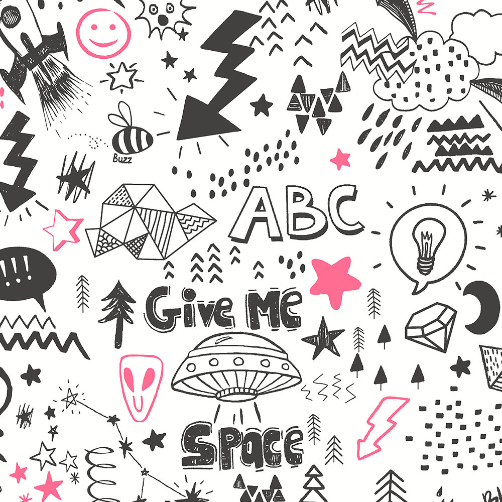 Holden Decor Doodle White Neon Pink Wallpaper Image 3