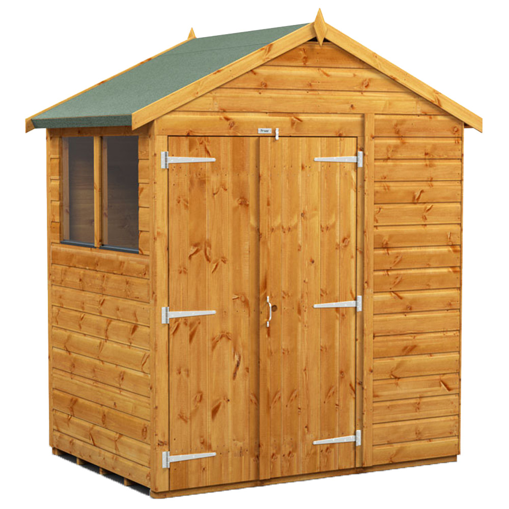 Power Sheds 4 x 6ft Double Door Apex Wooden Shed with Window Image 1