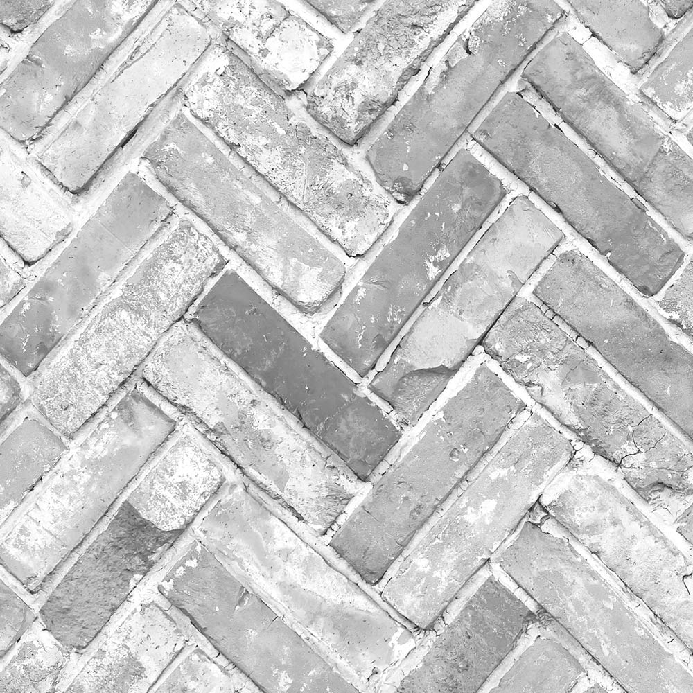 Muriva Herringbone Brick Grey Wallpaper Image 1