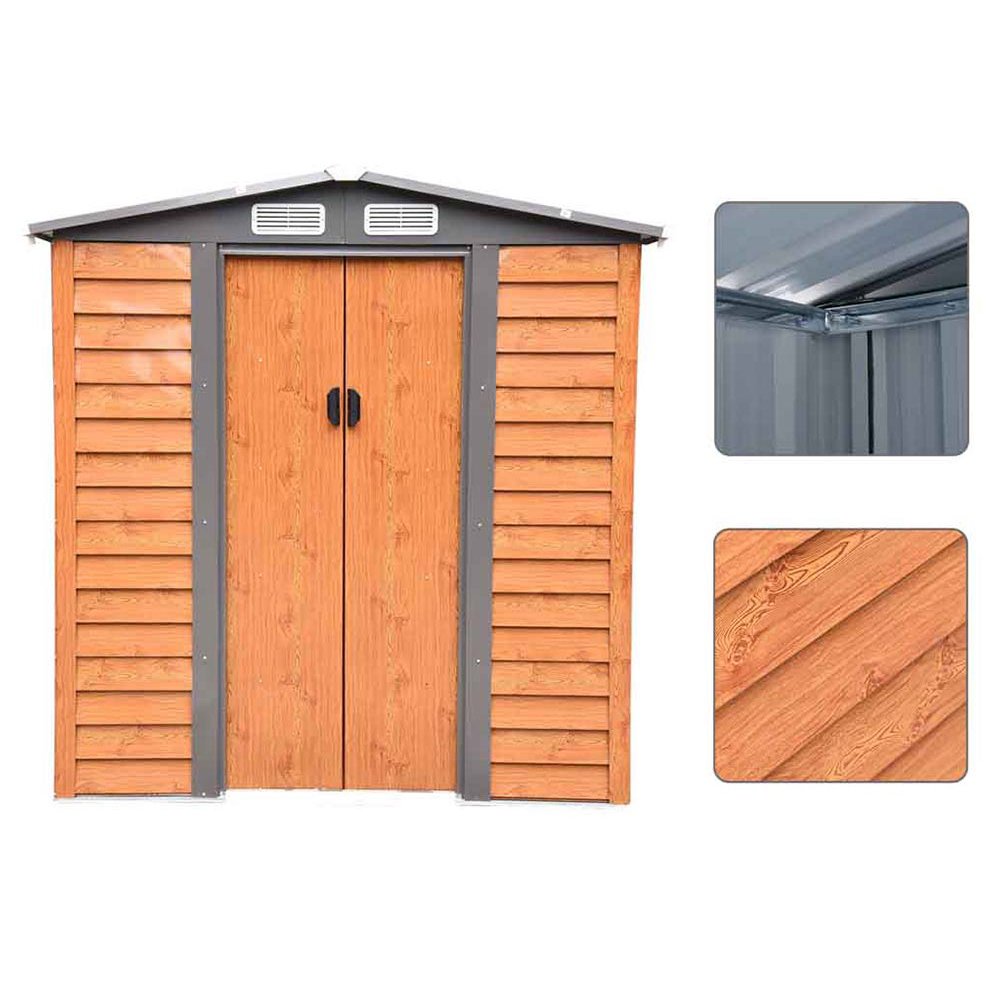 Outsunny Brown Metal Garden Shed 1.82 x 1.52m Image 7