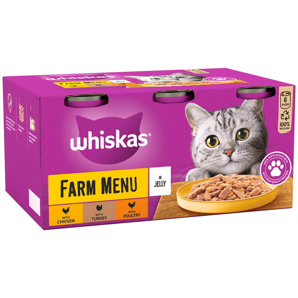 Whiskas Poultry Selection in Jelly Adult Tinned Cat Food 6 x 400g Wilko