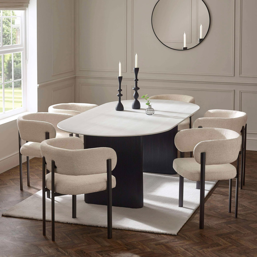 Julian Bowen Bolivia 6 Seater White Stone Effect Oval Dining Table Image 7
