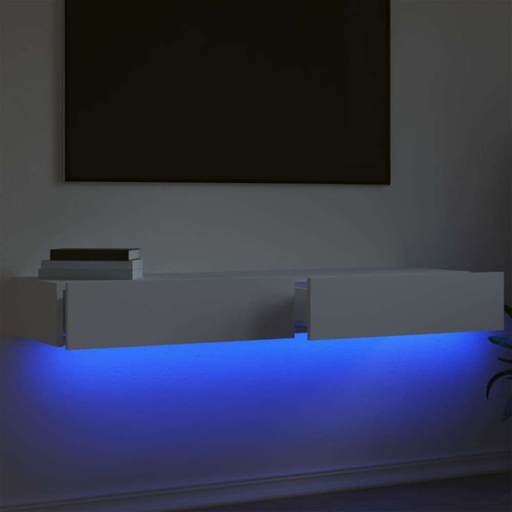vidaXL Single Drawer White LED TV Cabinet Set of 2 Image 1