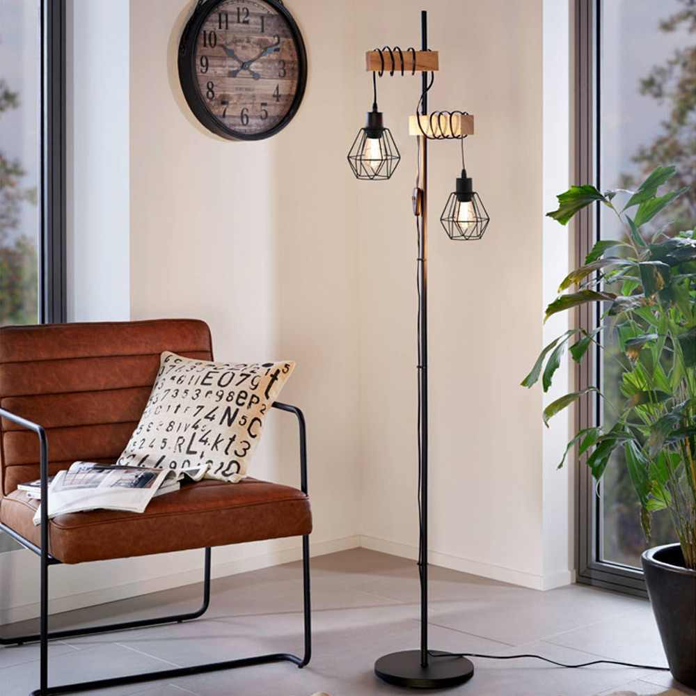 EGLO Townshend 5 Black 2 Light Floor Lamp Image 4