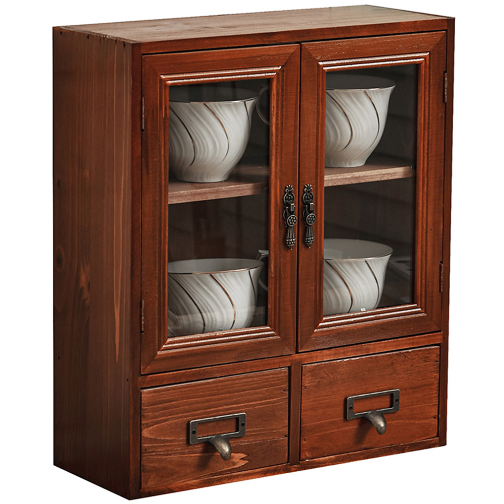 Retro Wooden 2 Tiers Storage Organizer Image 4