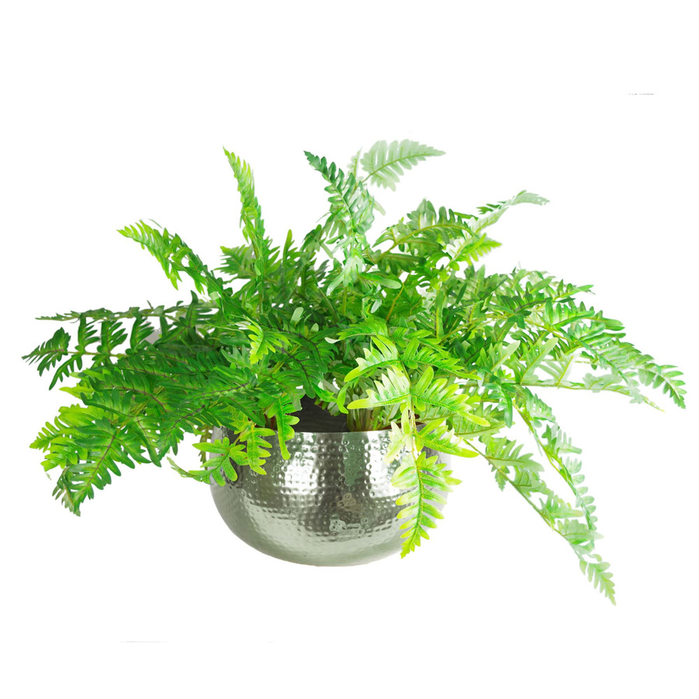 Leaf Hammered Silver Metal Bowl 32 x 20cm Image 3