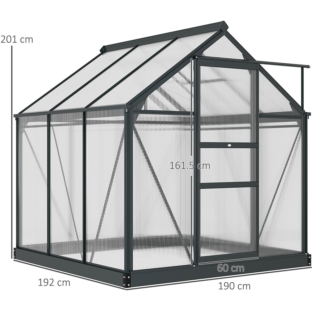 Outsunny Galvanised Aluminium Polycarbonate 6 x 6ft Walk In Greenhouse Image 7