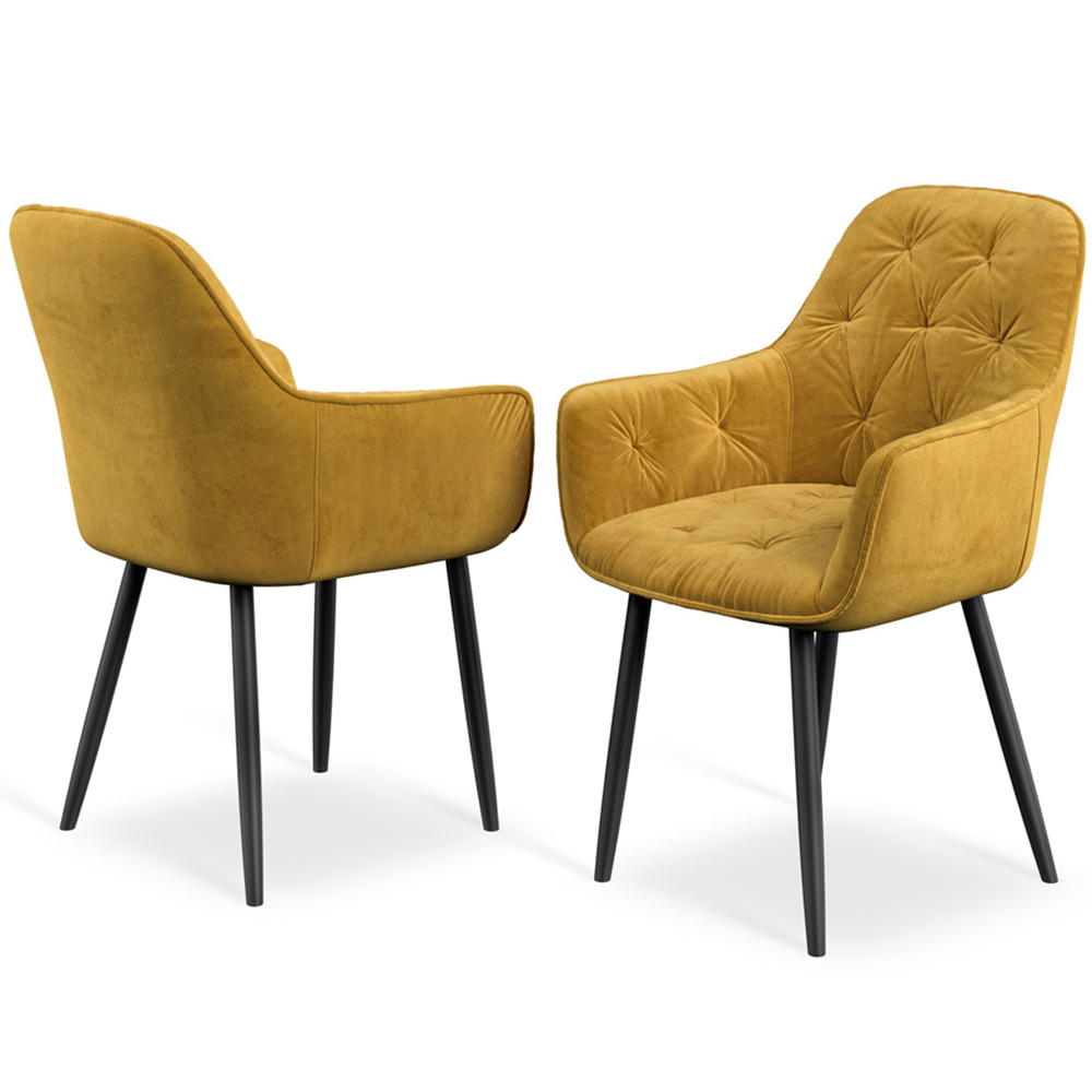 Furniture Online Anika Set Of 2 Mustard Velvet Padded Seat Dining Chair Image 5