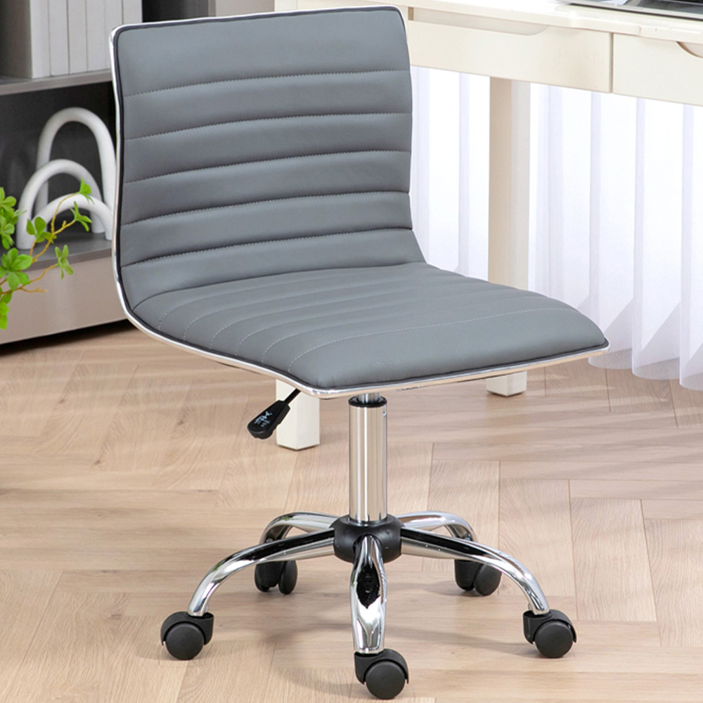 Portland Light Grey PU Leather Swivel Office Chair Image 1