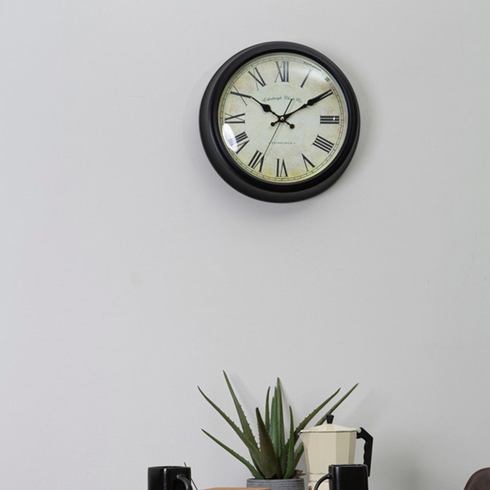 Premier Housewares Black Lined Rim Wall Clock Image 2
