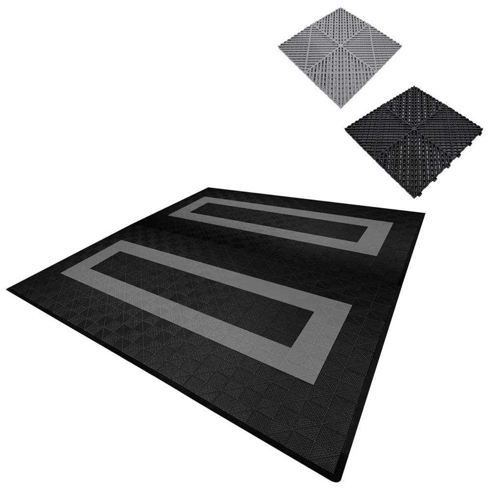 Monstershop 165 Black and 60 Grey Vented Garage Floor Tiles with Edges Image 3