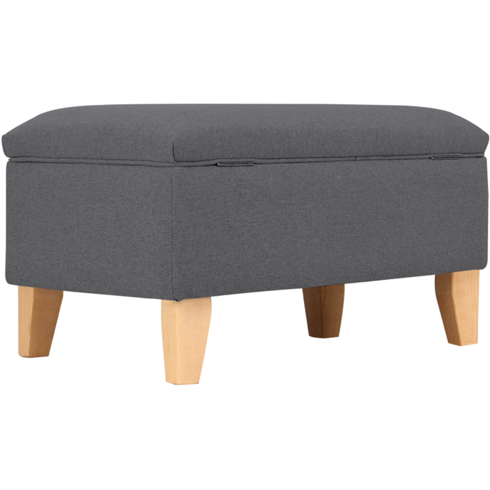 Living and Home Dark Grey Linen Upholstered Storage Ottoman Image 7