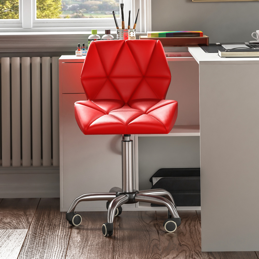 Vida Designs Red PU Faux Leather Swivel Office Chair Image 3