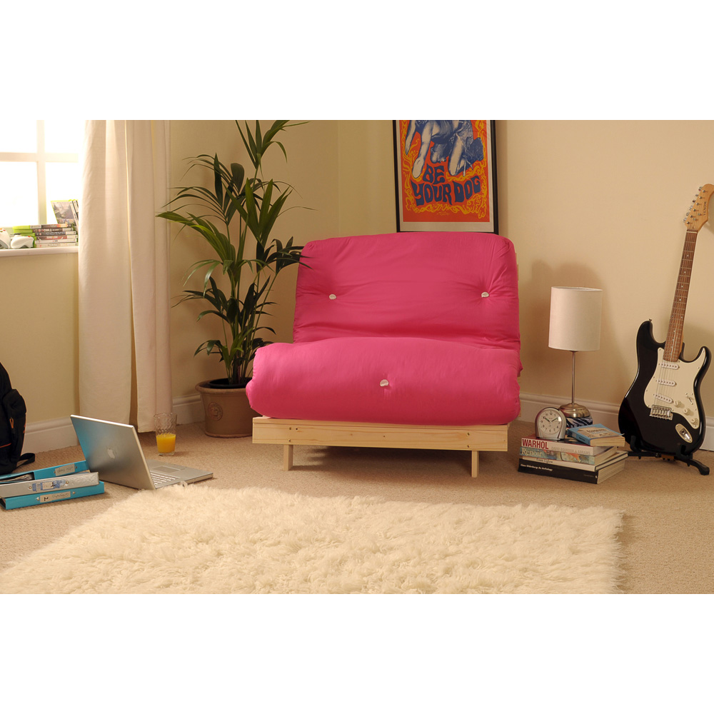 Brooklyn Luxury Small Single Sleeper Pink Futon Base and Mattress Image 3